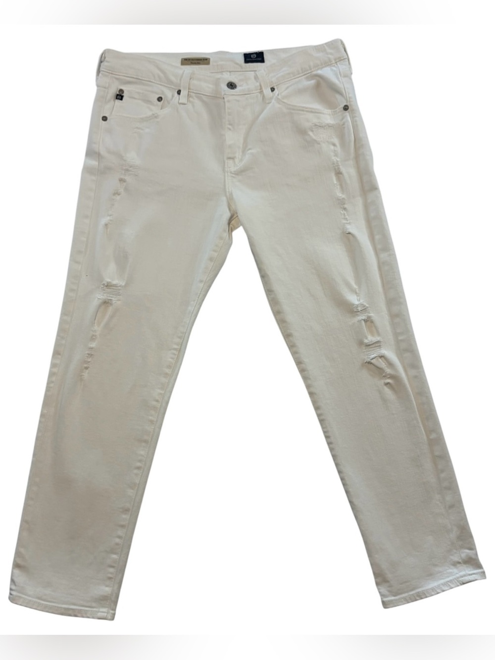 AG Adriano Goldschmied Ex-Boyfriend Slim Jeans 30R White‎ Distressed Stretch